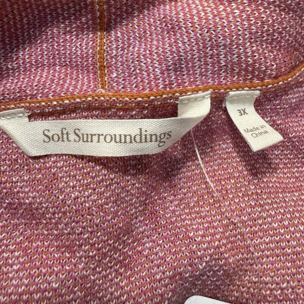 Soft Surroundings Floral Open Cardigan Duster 3X Pink Orange Boho Resort Cotton - Picture 6 of 8